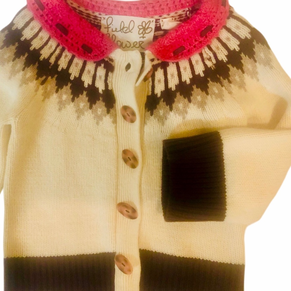 Anthropologie Flower Button-Up Sweater